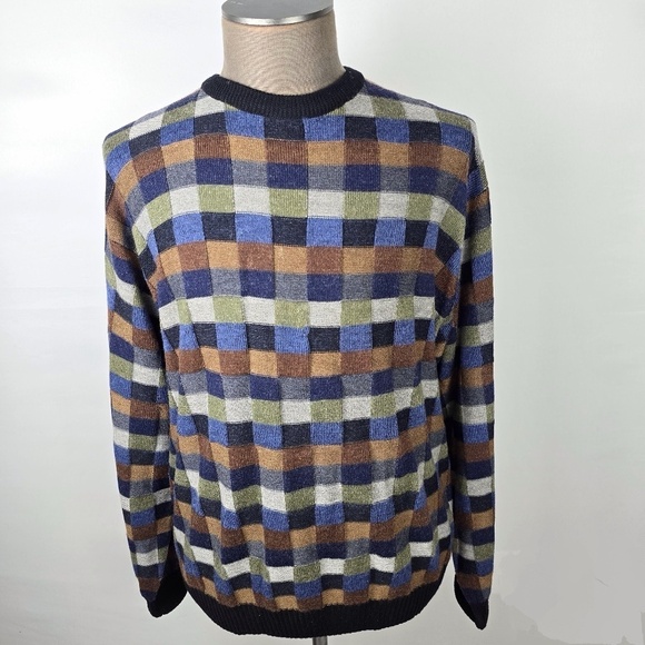 Norm Thompson Other - Vintage Norm Thompson- Mens XXL Sweater Crew Neck Textured Check Cosby